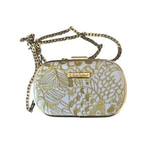Lilly Pulitzer x Target Gold Embroidered Purse Clutch Crossbody Hard Shell Bag